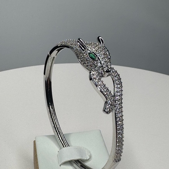 Silver Panther Bracelet with Green Eyes - Picture 7 of 7